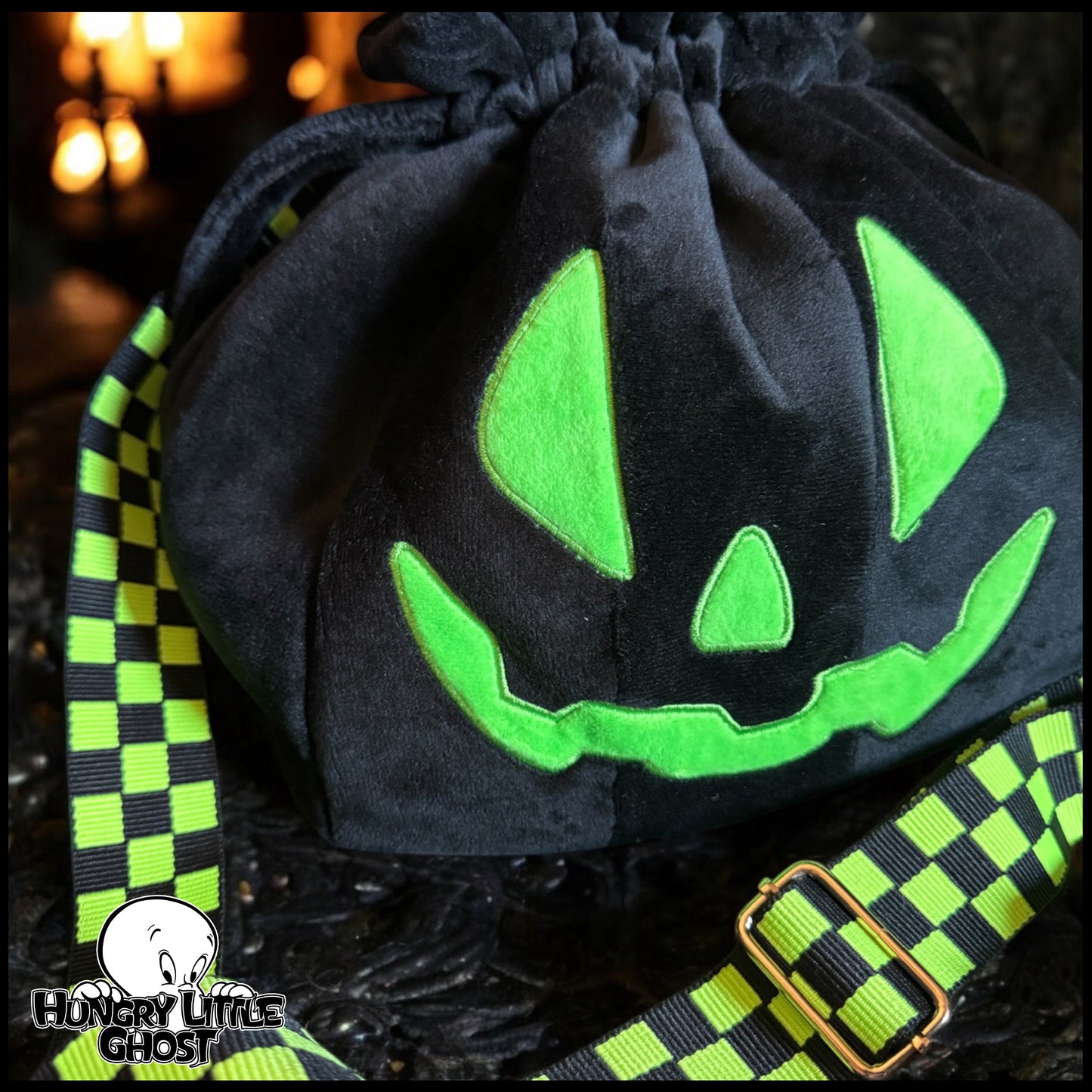 Hungry Little Ghost Pumpkin Pixie Purse (Green)