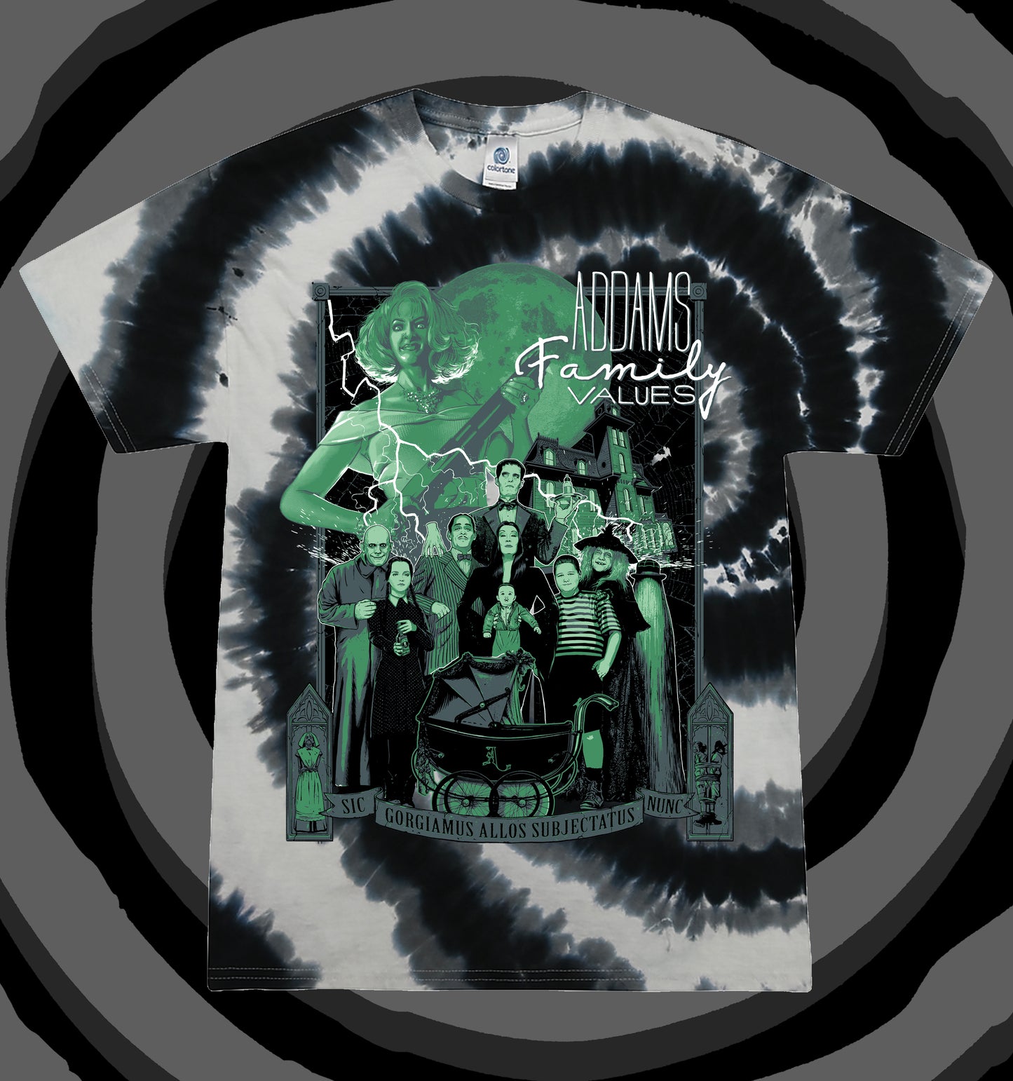 It's a Addams! SWIRL BLACK Tie Dye T-Shirt