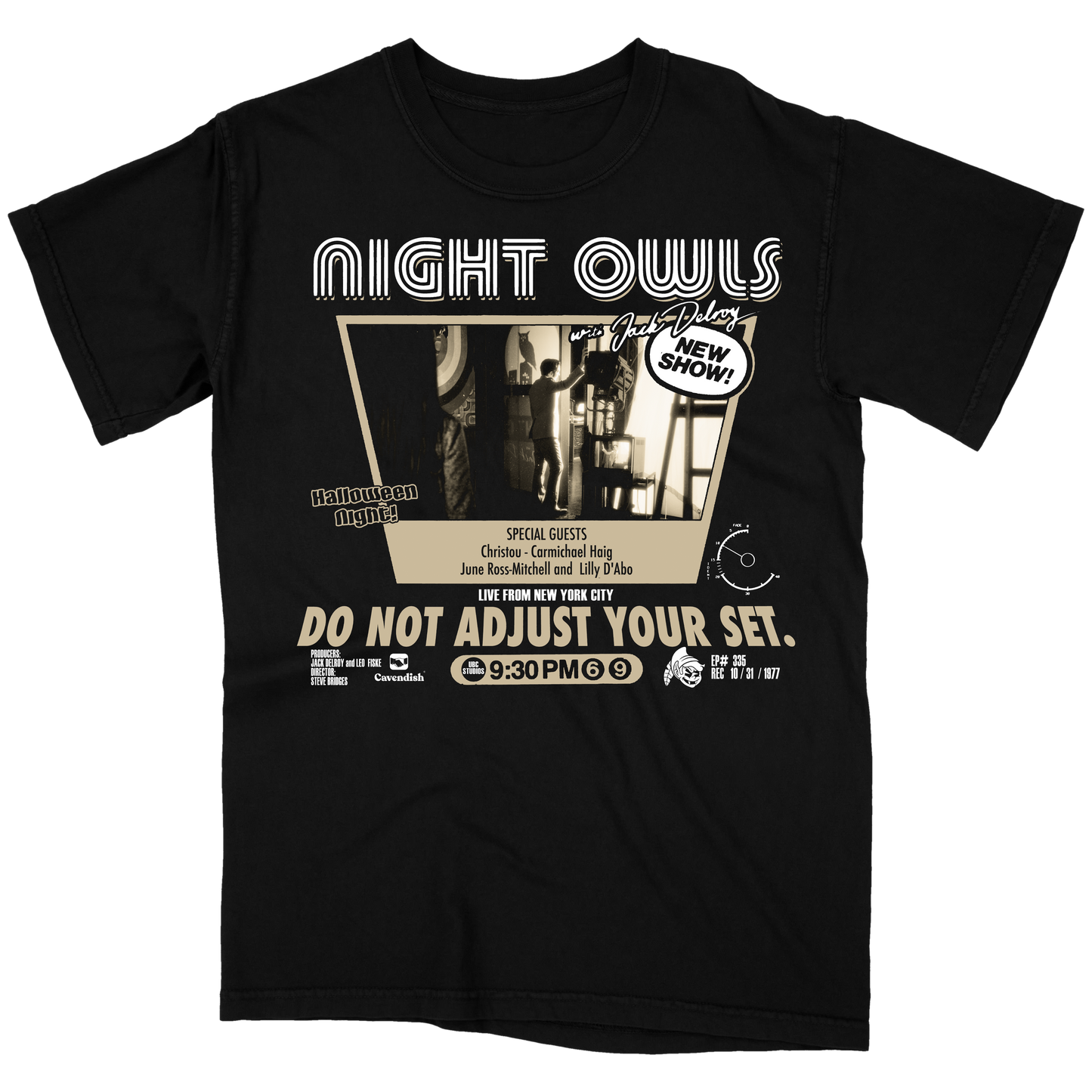 Late Night With The Devil "Do Not Adjust Your Set." Variant Black T-Shirt