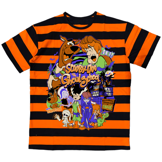 Ghoul School Orange and Black Striped T-Shirt
