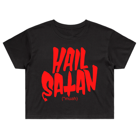 Hail Satan Black Cropped T-Shirt L / XL