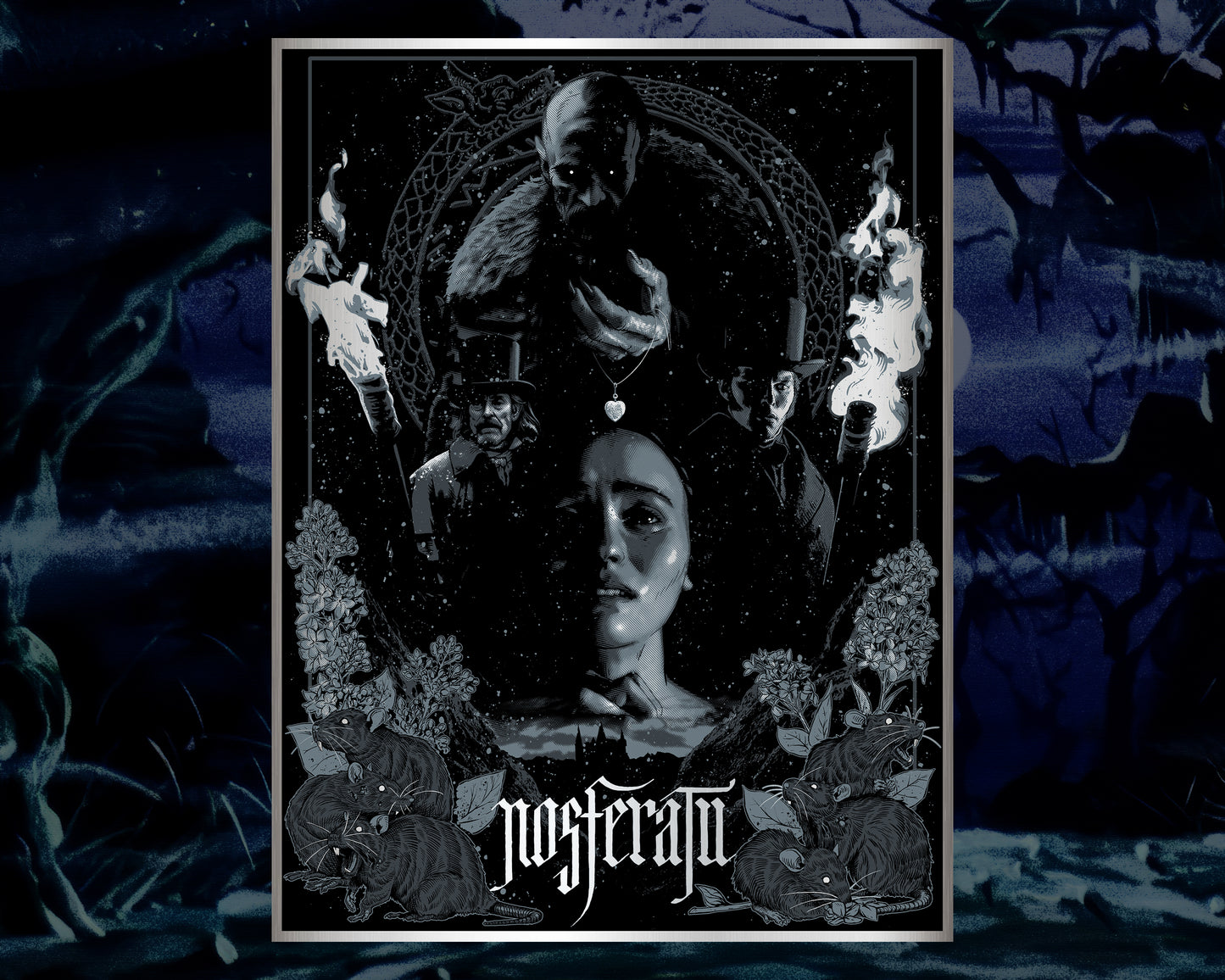 The Darkness "It Is A Black Omen To Journey In Poor Health." -  4 Color Screen Printed On Silver Foil Paper 18x24