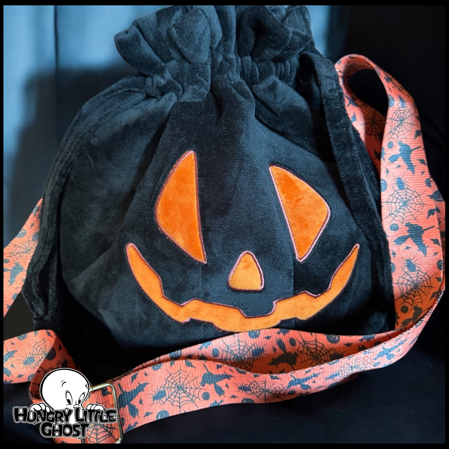 Hungry Little Ghost Pumpkin Pixie Purse (Orange)