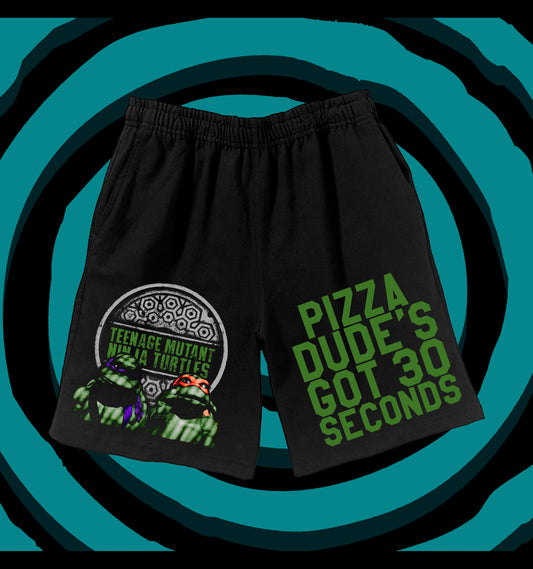 Pizza Dude Black Shorts