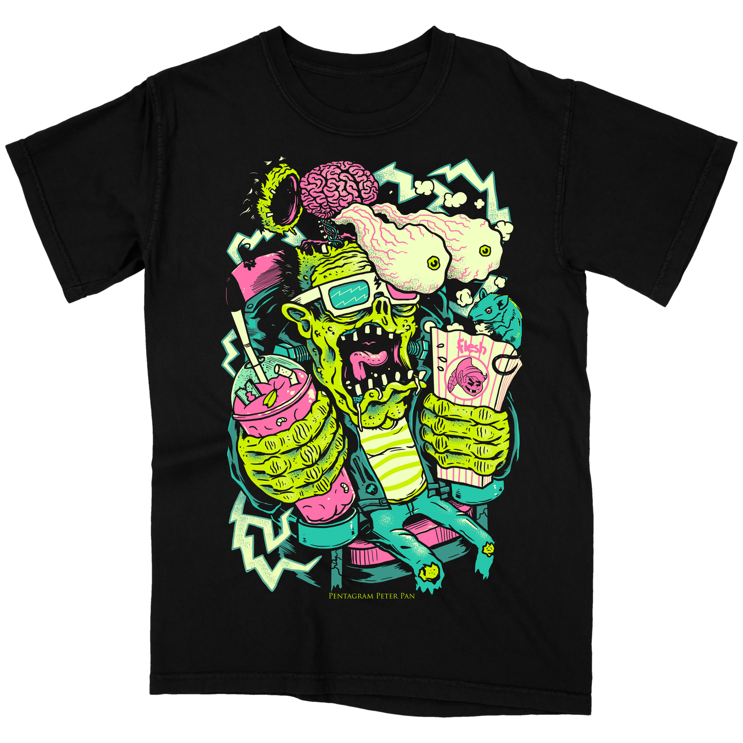 Popcorn Flesh E.Z. Black T-Shirt