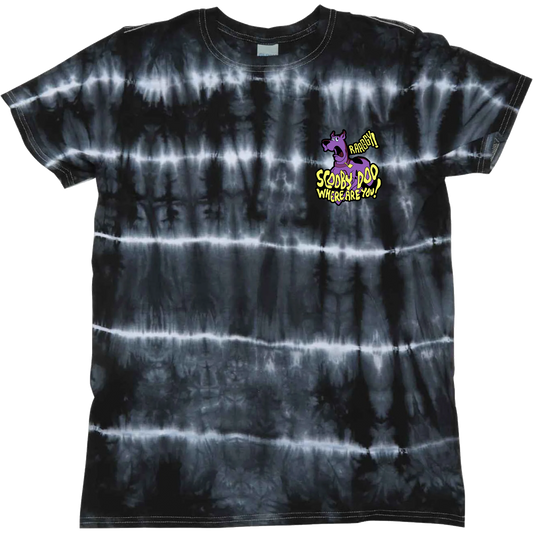 Scooby Embroidered Shibori Black Tie-Dyed T-Shirt
