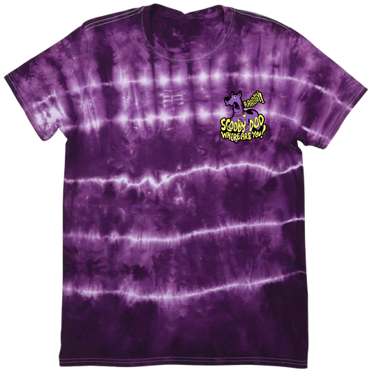Scooby Embroidered Purple Black Tie-Dyed T-Shirt
