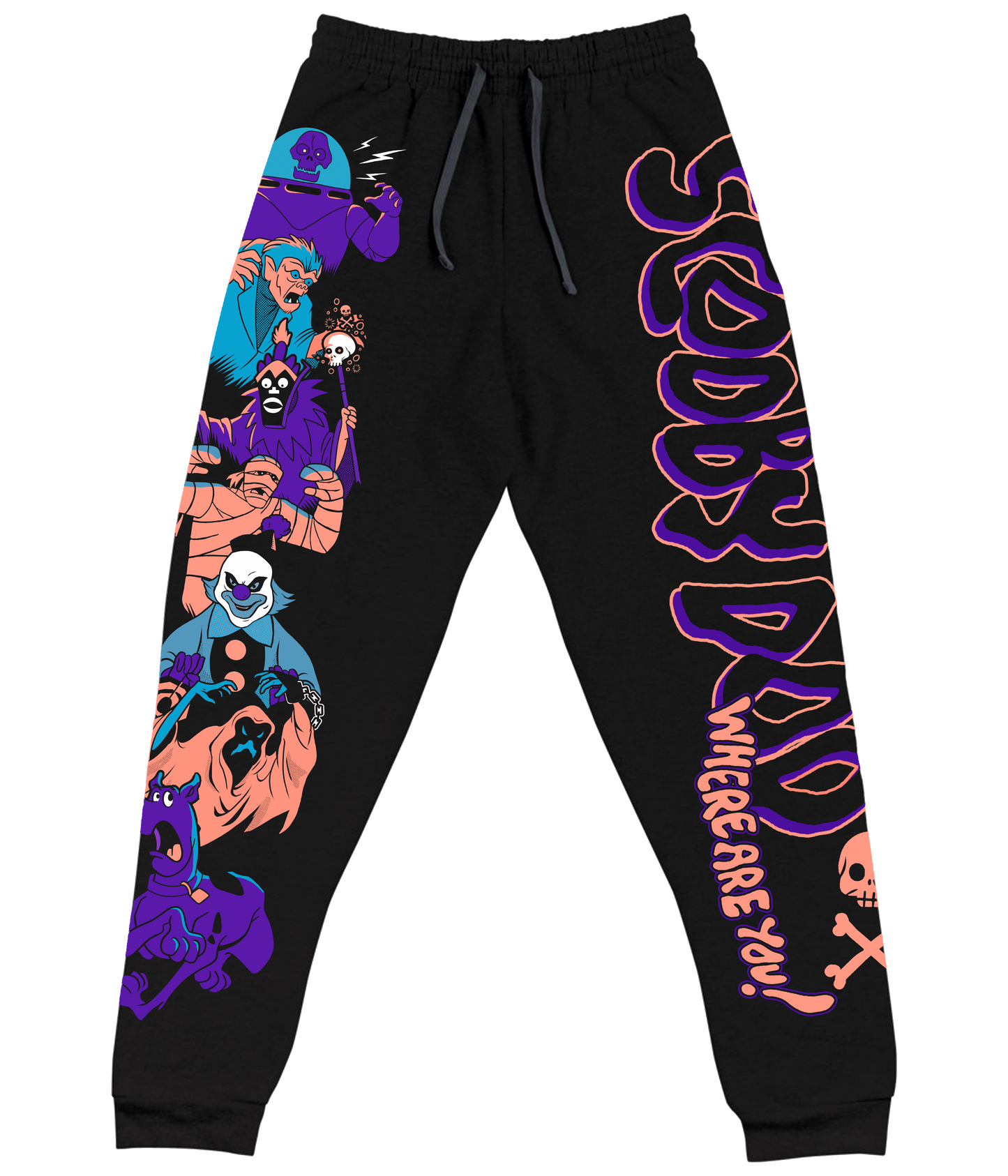 Terrifying Monsters Black All Over Pring Unisex Sweatpants