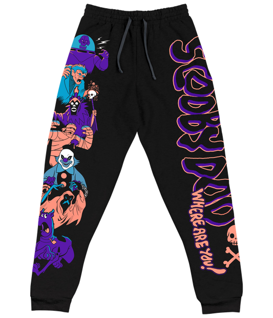 Terrifying Monsters Black All Over Pring Unisex Sweatpants